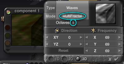 DTE Noise Editor; MultiFractal and 1 Octave circled