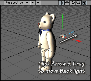 Click on the Blue Arrow, and drag away from the Object to move the Back light.