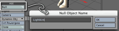 Add a Null, and name it LightAim