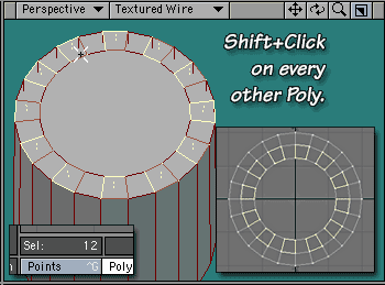 Shift+Click on every other poly, until you've selected 12 of them.