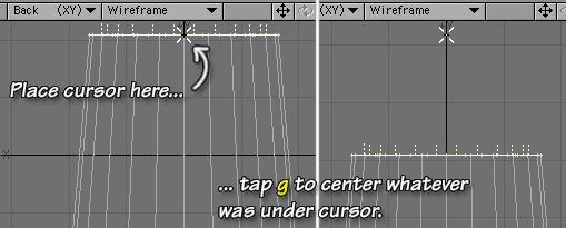 Place cursor, and tap g to center area in viewport.