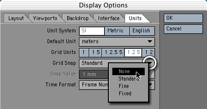 Set Grid Snap to None in the Units tab of the Display Options panel.