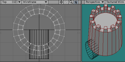 Swap Layers; the tower is solid, while the cylinder is a black outline.