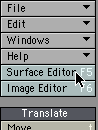 The Surface Editor button, visible regardless of tab, in the upper left corner.