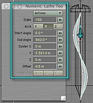 Drag down to start the Lathe, and then enter the numbers.