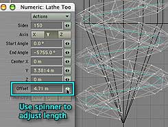 Use the Offset Spinner in the Requester to adjust the length.