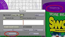 Use Construct > Subdivide > Bandsaw to select vertical lid polys for mapping.