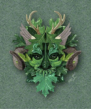 Green Man - Done on a computer, but looks like colored pencil.
