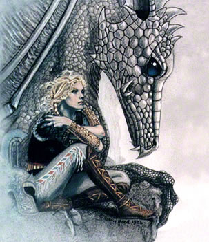 young warrior and her dragon