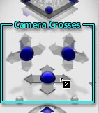 The 3 Camera Control crosses, and the cursor showing with axis is currently under the mouse. Drag now to move the camera on that axis.