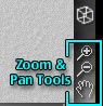 Pan & Zoom tools, on the bottom of the display palette