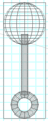 The assembled rattle, in wireframe view