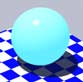 Glowing cyan sphere with large light highlight