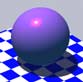 Purple sphere with bright pink highlight with a red center