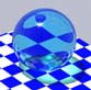Blue glass sphere, with blue caustics with a white center