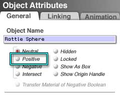 The General tab of the Object Attribute dialog, with the Positive Boolean attribute highlighted