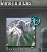The Preset flippy, right top of the Thumbnail in the Materials Lab
