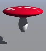 Rendered metaballs, showing how they join to form a mushroom