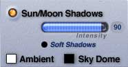The Sun/Moon Shadow controls, Sun & Moon tab of the Sky Lab