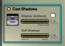The Cast Shadows controls, bottom left in the Light Lab