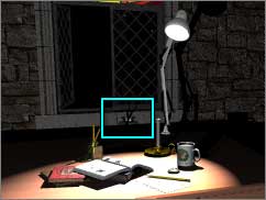 Render of the scene, with the shadows and caustics on the windowsill highlighted