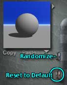 The Reset To Default button, on the side of the Material Dialog, in the Material Lab