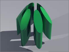 Render of the pylons, green and reflective so you can see them.