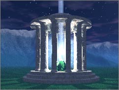 Test Render of the temple, with the gem and light beam in place. It's coming together!