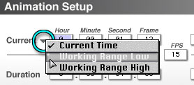 Flippy after the word Current circled, showing Options menu. Working Range Low is highlighted.