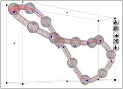 Wireframe of a round and cylindrical bead necklace, with the Path selected