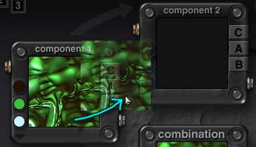 Dragging the organic green texture from Component 1 to Component 2