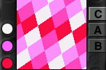Square, in white, pink and red; only Color is enabled