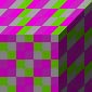 Gray, green, and magenta blurred pattern. Only vaguely resembles the Squares we started with 