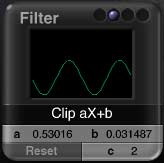 DTE Filter Dialog; Clip aX+b, sine wave filling bottom half