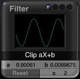 DTE Filter Dialog, Clip aX+b, sine wave almost fills window