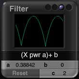 DTE Filter Dialog; (X pwr a)+b - wave is scallops, rounded at the top, filling the window