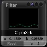 DTE Filter Dialog; Clip aX+b, very shallow wave, bottom sixth of window