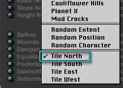 Terrain Editor, Fractal menu, Tile North is checked