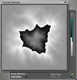 Terrain Canvas; gray blending to white, then gradient restarts as black, and goes on up to gray. Arrow pointing up on Gradient (right side)