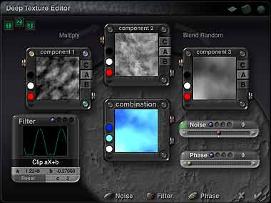 DTE, showing 3 components and filter used to make cloud texture