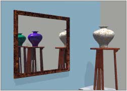 Render, tables in Zone are visible in mirror