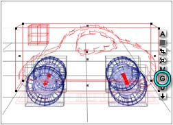 Wireframe; Toy Car Body G and Cube selected, G in Icon Column circled