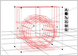 Wireframe of Cylinders and cube