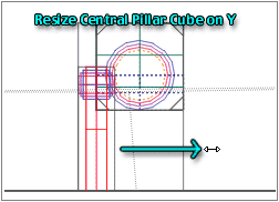 Wireframe Side; Resize Central Pillar Cube, at side of arch, on the Y axis