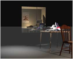 Render, just the window glass, table, and chair from the full scene