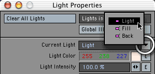 Use the Current Light Drop-Down to choose the Key light.