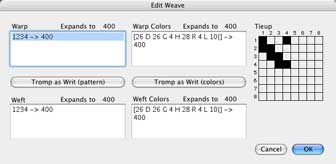 The Edit Weave dialog box. Click for a full-sized image.