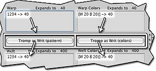 Click the Tromp as Writ buttons to change the Weft values to reflect the Warp.