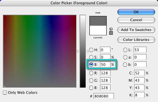 Use the Color Picker to get 50% gray
