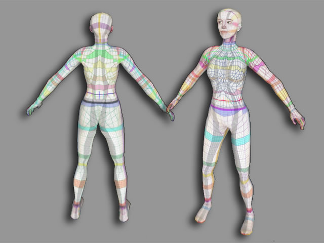 The UV Suit, shown on an Avatar, from the back and front